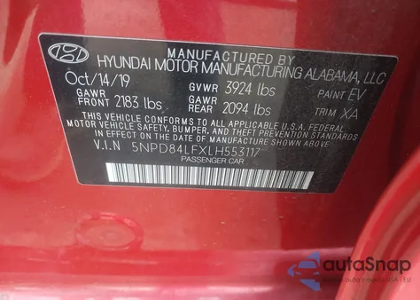 2020 Hyundai Elantra Value Edition z USA, uszkodzony, nr VIN 5NPD84LFXLH553117
